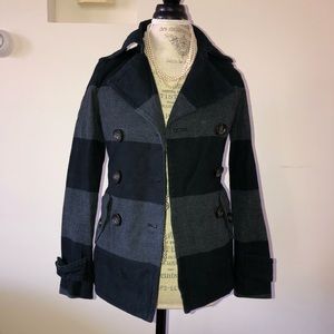 Gap black grey striped double breat jacket